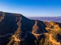 Aerial view of Griffith Park and Los Angeles downtown