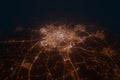 Aerial view on Groningen (Netherlands) from west. Top view on modern city at night from satellite