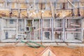 Aerial view of group of construction worker building in construction site Royalty Free Stock Photo
