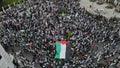 aerial view, a group of demonstrators in Zero km Yogyakarta who want the state of Palestine to be free from Israeli occupation.