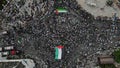 aerial view, a group of demonstrators in Zero km Yogyakarta who want the state of Palestine to be free from Israeli occupation.