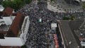 aerial view, a group of demonstrators in Zero km Yogyakarta who want the state of Palestine to be free from Israeli occupation.