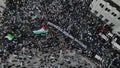 Aerial view, a group of demonstrators in Zero km Yogyakarta who want the state of Palestine to be free from Israeli occupation.