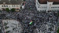 aerial view, a group of demonstrators in Zero km Yogyakarta who want the state of Palestine to be free from Israeli occupation.