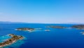 Aerial view of group of islands in blue sea