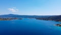 Aerial view of group of islands in blue sea