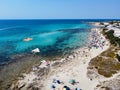 Aerial View of a Group of Kites on Italian Beach in Summer in a Sunny Day on Beach Umbrellas Background Royalty Free Stock Photo