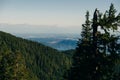 Aerial View of Grouse Mountain with Downtown city. North Vancouver, BC, Canada Royalty Free Stock Photo