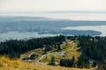 Aerial View of Grouse Mountain with Downtown city. North Vancouver, BC, Canada Royalty Free Stock Photo
