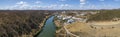 Aerial view of the Guadiana river at Azenhas watermill beach near town of Mertola in southeastern Portuguese Alentejo Royalty Free Stock Photo