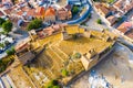 Aerial view of Guadix city and Alcazaba fortness in Spain