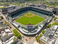 Aerial View Of Wrigley Field, Home Of The Chicago Cubs Major League Baseball Team Royalty Free Stock Photo