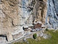 Aerial view of the guest house Aescher - Wildkirchli, Switzerland