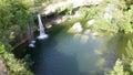 Aerial view of the Gujuli waterfall in the Spanish province of Burgos.