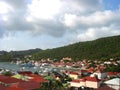 Aerial view at Gustavia Harbor with mega yachts at St Barts, French West Indies Royalty Free Stock Photo