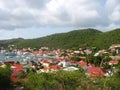 Aerial view at Gustavia Harbor with mega yachts at St Barts, French West Indies Royalty Free Stock Photo