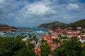 Aerial view of Gustavia Harbor at St Barts, French West Indies. Royalty Free Stock Photo