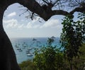 Aerial view of Gustavia Harbor at St Barts, French West Indies Royalty Free Stock Photo