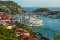 Aerial view of Gustavia Harbor at St Barts, French West Indies