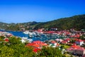 Aerial view of Gustavia Harbor at St Barts, French West Indies. Royalty Free Stock Photo