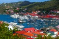 Aerial view of Gustavia Harbor at St Barts, French West Indies. Royalty Free Stock Photo