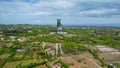 Aerial view of GWK - Garuda Wisnu Kencana Statue, Bali. Denpasar, Indonesia, October 21, 2021
