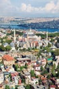 Aerial view of Hagia Sophia Istanbul Turkey. Royalty Free Stock Photo