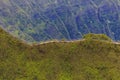 Aerial view of Haiku Stairs or Stairway to Heaven in Honolulu Ha