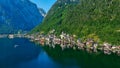 Aerial view of Hallstatt village on Lake Hallstatt in Austria Royalty Free Stock Photo