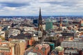 Aerial view of Hamburg city center, Germany. View from bell tower of St. Michael\'s Church Royalty Free Stock Photo