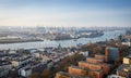 Aerial view of Hamburg with Elbe River and Port of Hamburg - Hamburg, Germany Royalty Free Stock Photo