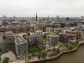 Aerial view of Hamburg port in a summer day. Hamburg city skyline and city view. Royalty Free Stock Photo