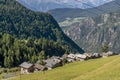 Aerial view of the hamlet La Ville,  Chamois, Aosta Valley, Italy, in the summer season Royalty Free Stock Photo