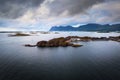 Aerial view of the Hamn i Senja village located on the Senja Island in Norway Royalty Free Stock Photo