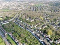 Aerial view of Hampstead Garden Suburb, an elevated suburb of London. Royalty Free Stock Photo