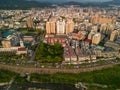 Aerial view of Han River, Taichung city Beitun District buildings