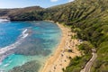 Aerial view of Hanauma Bay nature preserve on Oahu, Hawaii Royalty Free Stock Photo