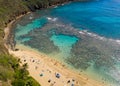 Aerial view of Hanauma Bay nature preserve on Oahu, Hawaii Royalty Free Stock Photo