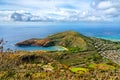 Aerial view of Hanauma Bay on Oahu in Hawaii Royalty Free Stock Photo