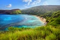 Aerial view of Hanauma Bay, Oahu, Hawaii Royalty Free Stock Photo