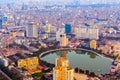 Aerial view of Hanoi cityscape at sunset time Royalty Free Stock Photo