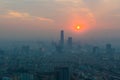 Aerial view of Hanoi skyline cityscape at sunset time Royalty Free Stock Photo