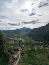 Aerial view of Harau Valley, a popular tourist spot featuring mountains and rice fields at Sumatra island, Indonesia Royalty Free Stock Photo