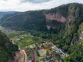 Aerial view of Harau Valley, a popular tourist spot featuring mountains and rice fields at Sumatra island, Indonesia Royalty Free Stock Photo