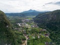 Aerial view of Harau Valley, a popular tourist spot featuring mountains and rice fields at Sumatra island, Indonesia Royalty Free Stock Photo