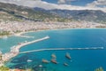 Aerial View of the harbor of Alanya, Turkey Royalty Free Stock Photo