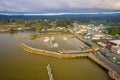 Aerial view of harbor in Bandon, Oregon. Royalty Free Stock Photo