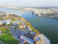 Top view Harbor Bridge near Port of Corpus Christi, Texas