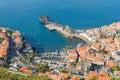 Aerial view harbor of Camara do Lobos at Madeira Island