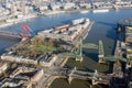 Aerial view harbor Koningshaven with old bridges, Rotterdam, The Netherlands Royalty Free Stock Photo